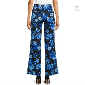 NWT Saks brand AREA stars Hannah floral work pants electric blue & black size S